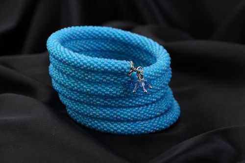 Bracelet multirang en perles de rocaille bleu  - MADEheart.com