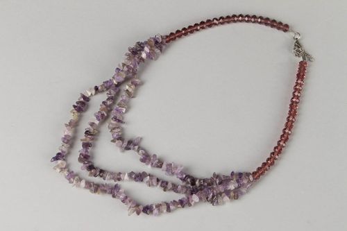 Bead necklace made of amethyst and glass - MADEheart.com