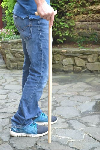 Handmade designer varnished light wooden walking stick with art carving for men - MADEheart.com