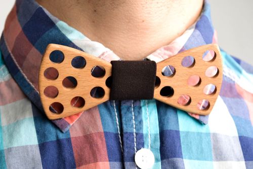 Wood bow tie handicrafted men accessories designer bow tie present for boyfriend - MADEheart.com