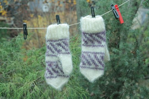 Moufles tricotées en laine chaudes femme - MADEheart.com