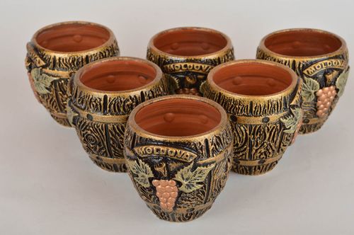 Juego de vasos de barro originales 6 piezas con modelado estilosos bonitos - MADEheart.com