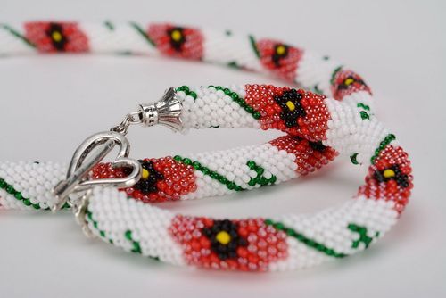 Set of adornments of Czech beads Poppy seeds - MADEheart.com