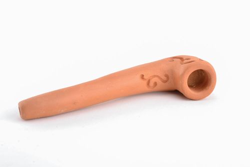 Pipe faite main originale en argile rouge accessoire design pour homme - MADEheart.com