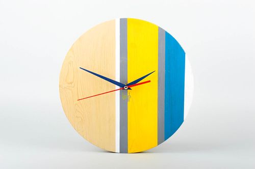 Handmade designer wall clock unusual round clock wooden wall decoration - MADEheart.com