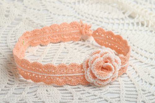 Handmade crocheted headband with flower headband for baby girl present for baby - MADEheart.com