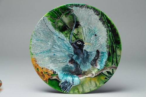 Plato decorativo de vidrio pintado Pájaro - MADEheart.com