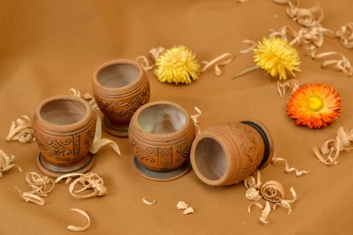Set de vasos de chupito cerámicos, 4 piezas, 0,05l - MADEheart.com