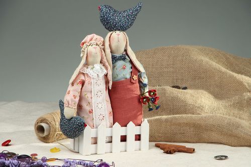 Set of Tilda dolls Rabbits Inseparables - MADEheart.com