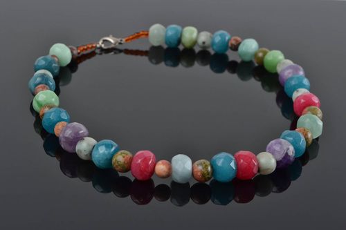 Handmade designer colorful womens necklace with natural stone beads - MADEheart.com