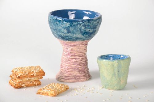 Taça de cerâmica brilhante feita à mão revestida com esmalte louça decorativa para interior - MADEheart.com