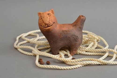 Fischietto in argilla fatto a mano giocattolo popolare a forma di gatto - MADEheart.com
