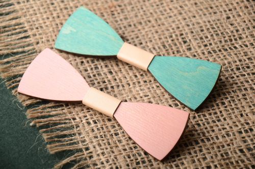 Handmade wooden bow ties brooch jewelry designer accessories unique gifts - MADEheart.com