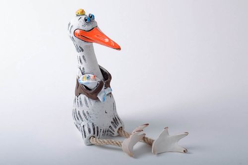 Cicogna salvadanaio fatto a mano in ceramica dipinto a mano idea regalo  - MADEheart.com