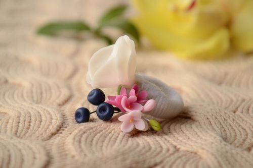 Polymer Haargummi mit Blumen  - MADEheart.com