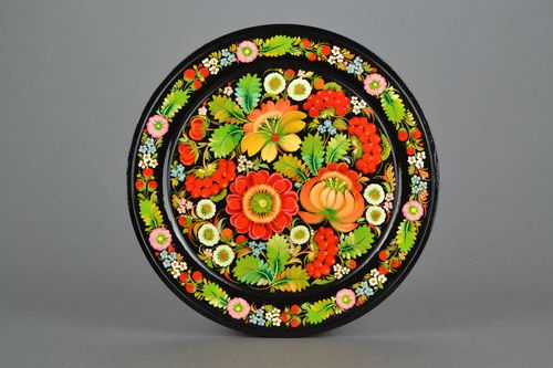 Decorative plate with Petrikov painting - MADEheart.com