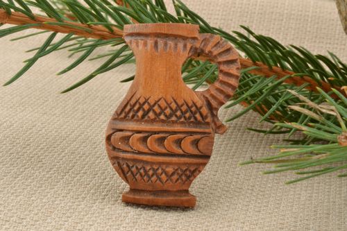 Ciondolo di legno brocca fatto a mano pendente etnico accessori donna - MADEheart.com