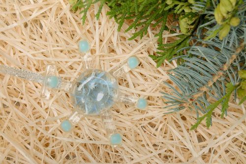 New Years glass decoration Turquoise snowflake - MADEheart.com