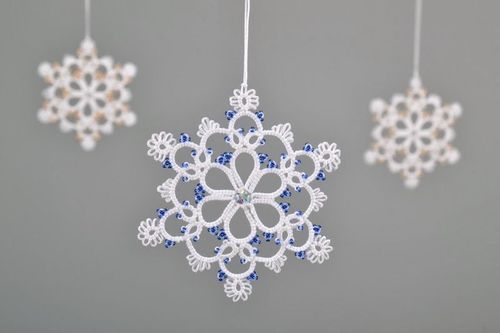 Décoration du sapin de Noël Flocon de neige bleu  - MADEheart.com