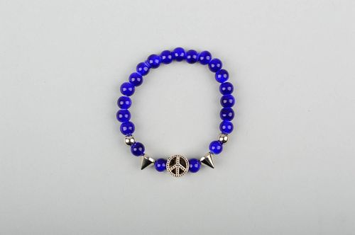 Bracelet perles fantaisie Bijou fait main bleu avec piquants Cadeau femme - MADEheart.com