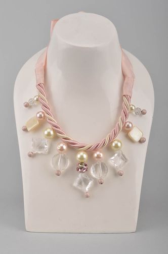 Handmade beautiful necklace beaded accessory with charms stylish jewelry - MADEheart.com