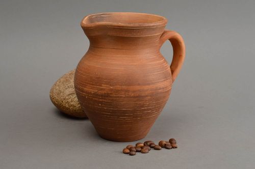 15 oz ceramic clay milk jug with handle with no lid 1 lb - MADEheart.com
