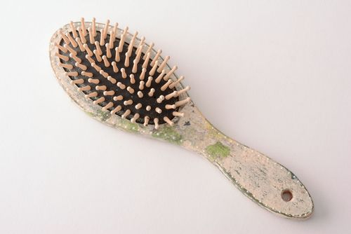 Holz Haarbürste mit Muster Zwei Meisen - MADEheart.com