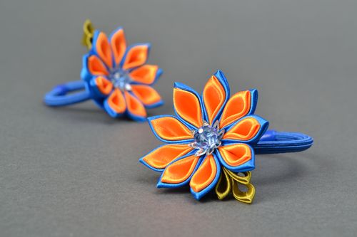 Set de gomas para el pelo de tela de reps Flor preciosa - MADEheart.com