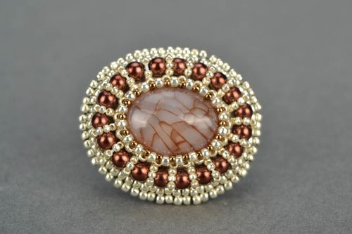 Beaded ring with agate - MADEheart.com