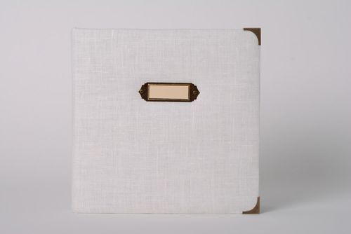 Beautiful designer handmade white notebook photo album with fabric cover - MADEheart.com