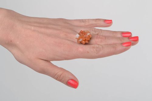 Handgemachter runder Ring mit Achat schön Designer Accessoire mit echtem Stein - MADEheart.com