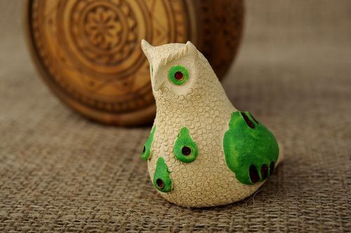 Handmade penny whistle in the form of owl - MADEheart.com
