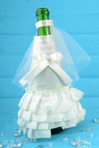 Handmade cute unusual dress of bride for champagne bottle dress and veil - MADEheart.com