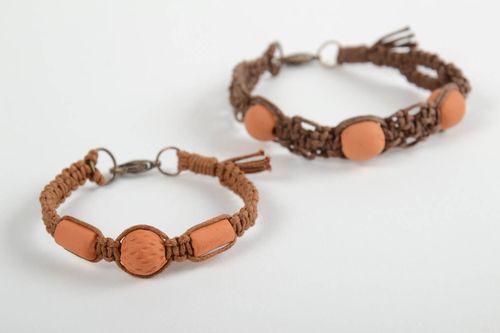 Bracelets textiles 2 Bijoux fait main tressés et perles argile Accessoires femme - MADEheart.com