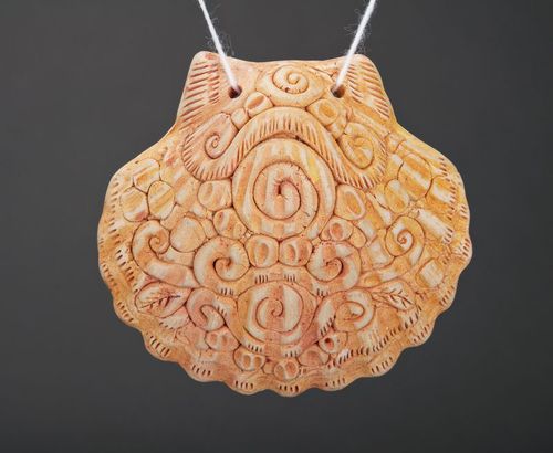 Ciondolo in ceramica decorativo fatto a mano Pendente etnico in ceramica  - MADEheart.com