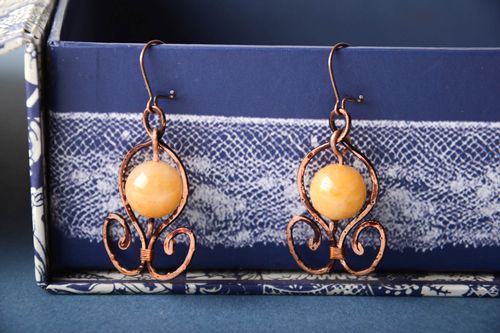 Pendientes originales de cobre aretes hechos a mano regalo original para mujer - MADEheart.com