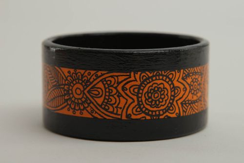 Ornamented bracelet wide wrist bracelet handmade wooden accessory for women - MADEheart.com