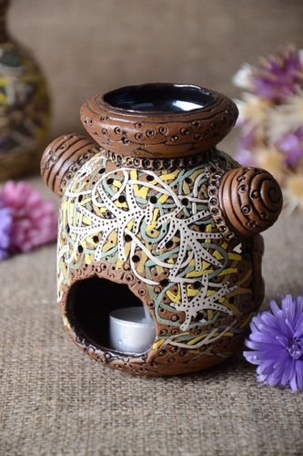 Handmade Deko Kerzenständer Kerzenhalter aus Ton Öl Duftlampe originell - MADEheart.com