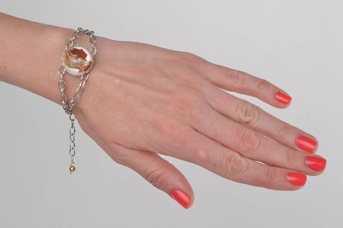 Ungewöhnliches Metall Ketten Armband mit Sternzeichen mit Glas Handarbeit - MADEheart.com