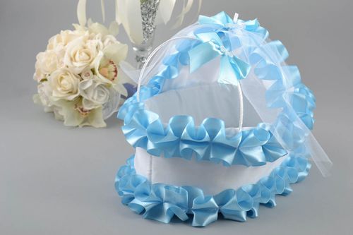 White and blue beautiful handmade designer wedding money box Stroller - MADEheart.com