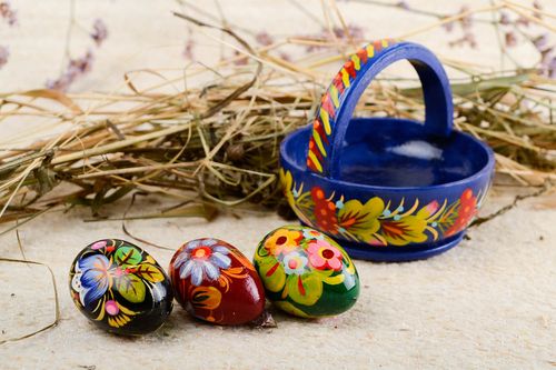 Handmade basket wooden basket unusual Easter souvenir decorative use only - MADEheart.com