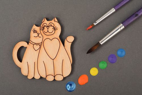Décoration à colorier en contreplaqué en forme de chats - MADEheart.com