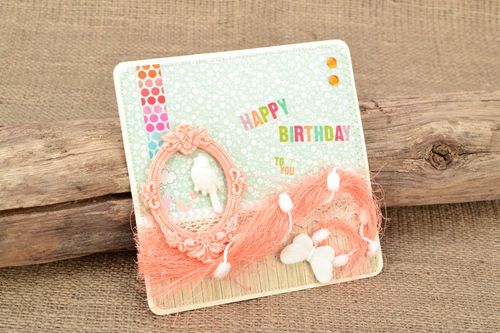 Cartão exclusivo artesanal em técnica de scrapbooking Feliz aniversário - MADEheart.com