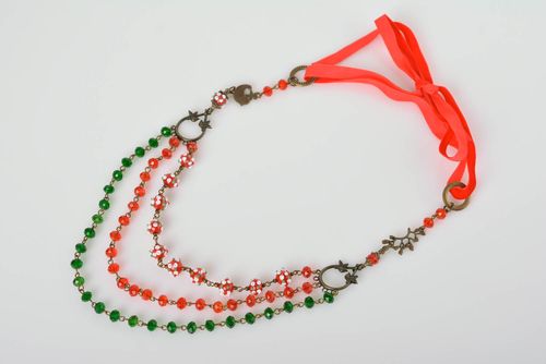Beautiful handmade beaded necklace glass art accessories for girls gift ideas - MADEheart.com
