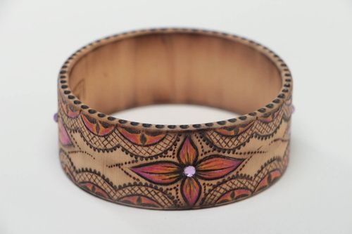 Handmade Schmuck Holz Armband Accessoire für Frauen cooles Armband mit Bemalung - MADEheart.com