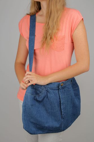 Borsa originale di jeans fatta a mano borsetta bella accessorio da ragazza - MADEheart.com