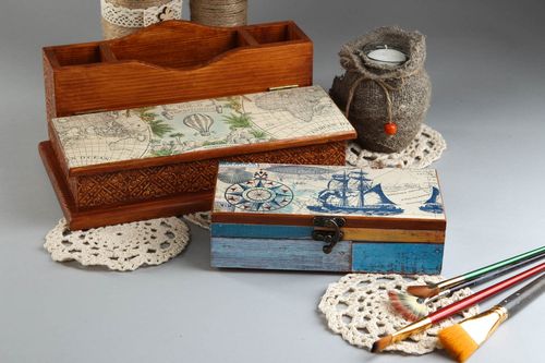Cajas de madera hechas a mano para plumas decoración de interior regalo original - MADEheart.com