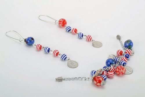 Jewelry set (bracelet and earrings) in marine style - MADEheart.com