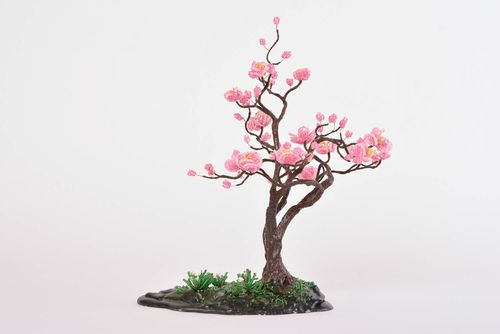 Дерево из бисера ручной работы сакура из бисера бонсай из бисера розовая сакура - MADEheart.com