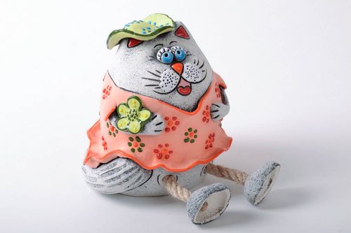 Gatto salvadanaio fatto a mano in ceramica dipinto a mano idea regalo  - MADEheart.com